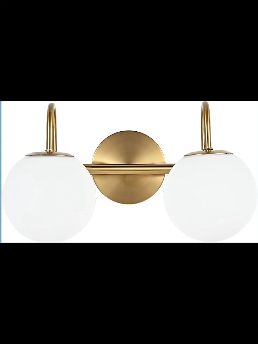 Modern 2-Light Bathroom Vanity Light - Brushed Brass & Globe Shade - New in Box